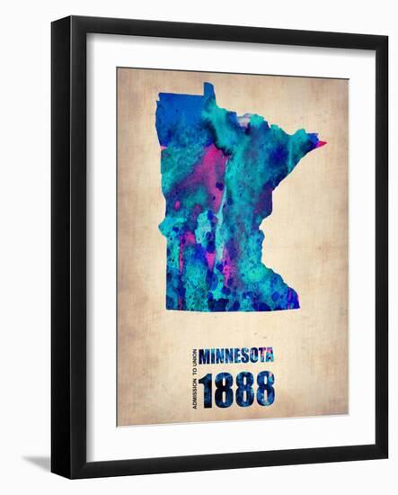 Minnesota Watercolor Map-NaxArt-Framed Art Print