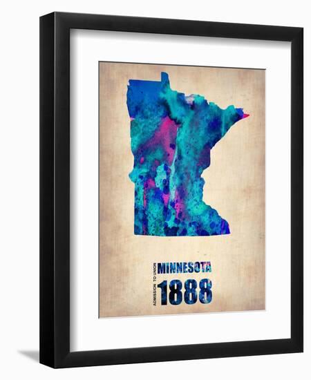 Minnesota Watercolor Map-NaxArt-Framed Art Print