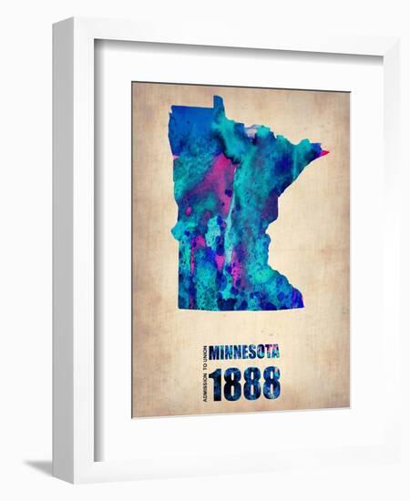 Minnesota Watercolor Map-NaxArt-Framed Art Print