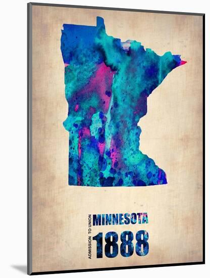 Minnesota Watercolor Map-NaxArt-Mounted Art Print