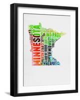 Minnesota Watercolor Word Cloud-NaxArt-Framed Art Print