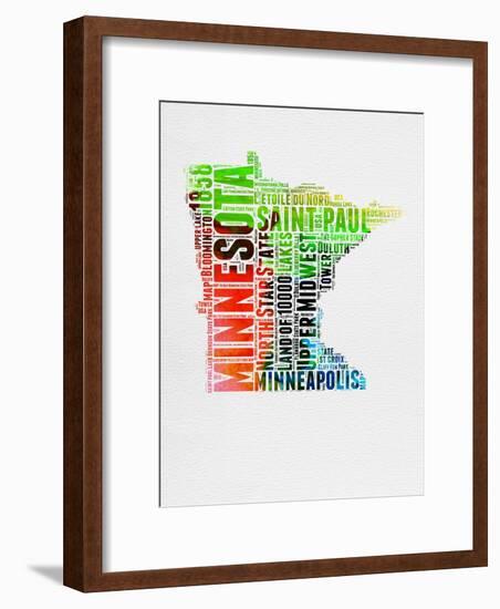 Minnesota Watercolor Word Cloud-NaxArt-Framed Art Print