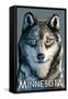 Minnesota - Wolf Up Close-Lantern Press-Framed Stretched Canvas