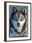 Minnesota - Wolf Up Close-Lantern Press-Framed Art Print