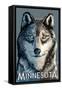 Minnesota - Wolf Up Close-Lantern Press-Framed Stretched Canvas