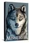 Minnesota - Wolf Up Close-Lantern Press-Stretched Canvas