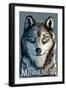Minnesota - Wolf Up Close-Lantern Press-Framed Art Print