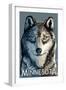 Minnesota - Wolf Up Close-Lantern Press-Framed Art Print