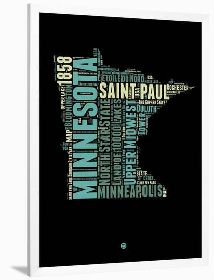 Minnesota Word Cloud 1-NaxArt-Framed Art Print