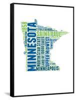 Minnesota Word Cloud Map-NaxArt-Framed Stretched Canvas