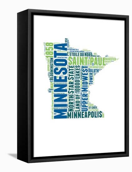 Minnesota Word Cloud Map-NaxArt-Framed Stretched Canvas