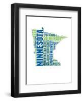 Minnesota Word Cloud Map-NaxArt-Framed Art Print