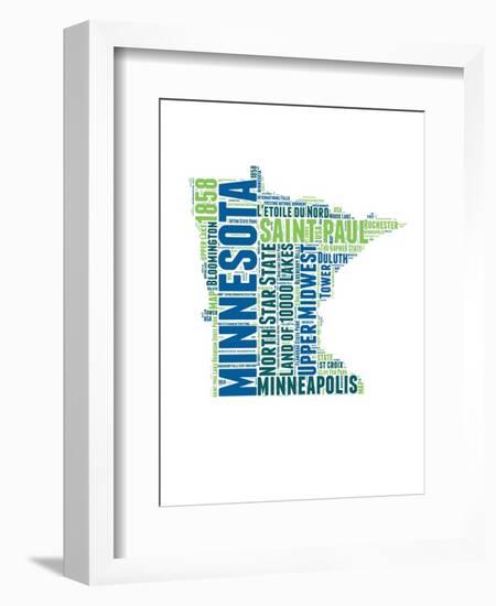 Minnesota Word Cloud Map-NaxArt-Framed Art Print