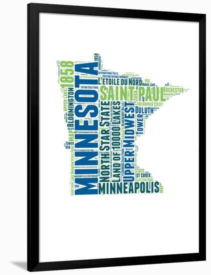 Minnesota Word Cloud Map-NaxArt-Framed Art Print