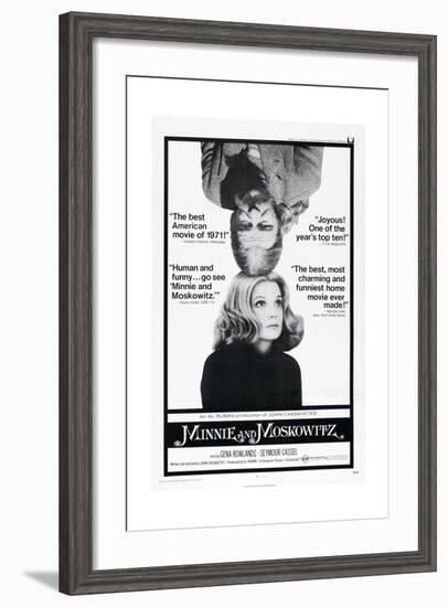 MINNIE AND MOSKOWITZ, US poster, from top: Seymour Cassel, Gena Rowlands, 1971-null-Framed Art Print