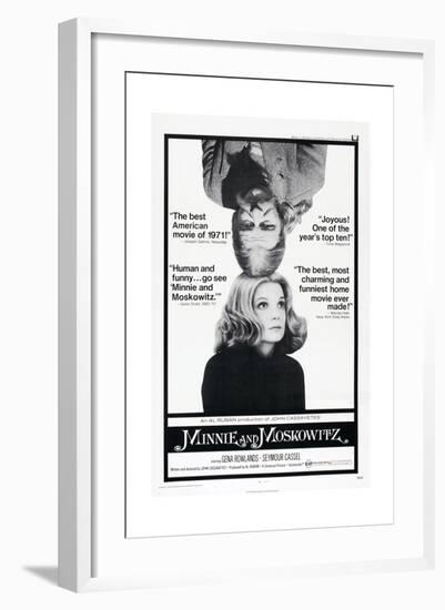 MINNIE AND MOSKOWITZ, US poster, from top: Seymour Cassel, Gena Rowlands, 1971-null-Framed Art Print
