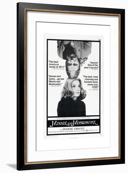 MINNIE AND MOSKOWITZ, US poster, from top: Seymour Cassel, Gena Rowlands, 1971-null-Framed Art Print