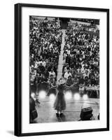 Minnie Pearl Performing, Shot from Above and Behind with Engaged Audience, at Grand Ole Opry Show-Yale Joel-Framed Premium Photographic Print