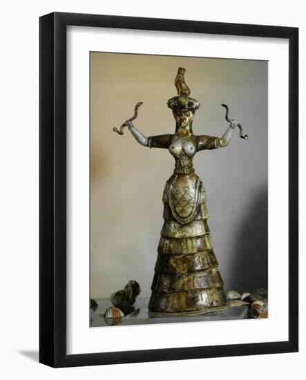 Minoan, Earthenware Figure of Snake Goddess, 1700-1400 BC-null-Framed Giclee Print