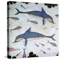 Minoan Wall-Painting of Dolphins-CM Dixon-Stretched Canvas