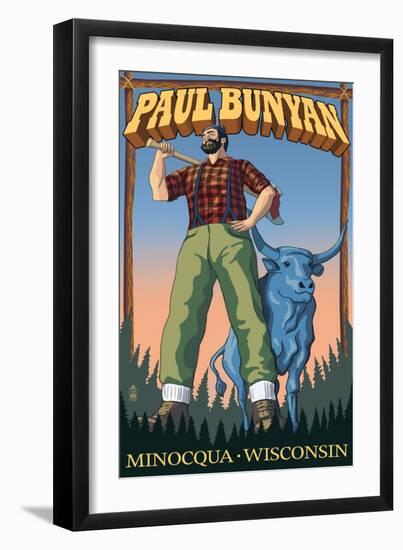Minocqua, Wisconsin - Paul Bunyan-Lantern Press-Framed Art Print
