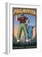 Minocqua, Wisconsin - Paul Bunyan-Lantern Press-Framed Art Print