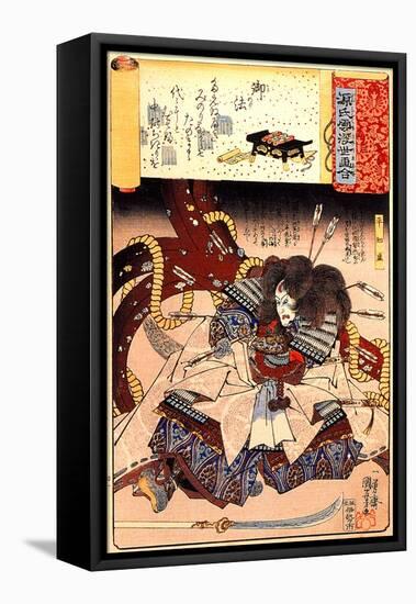 Minori the Mortally Wounded Taira Tomomori with a Huge Anchor-Kuniyoshi Utagawa-Framed Stretched Canvas