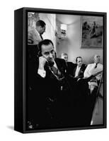 Minority Leader Lyndon B. Johnson on the Telephone-null-Framed Stretched Canvas