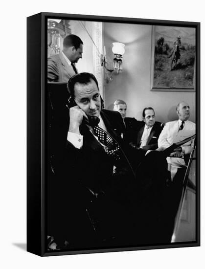 Minority Leader Lyndon B. Johnson on the Telephone-null-Framed Stretched Canvas