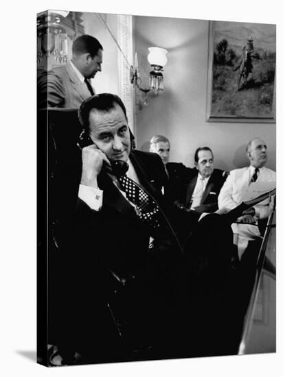 Minority Leader Lyndon B. Johnson on the Telephone-null-Stretched Canvas