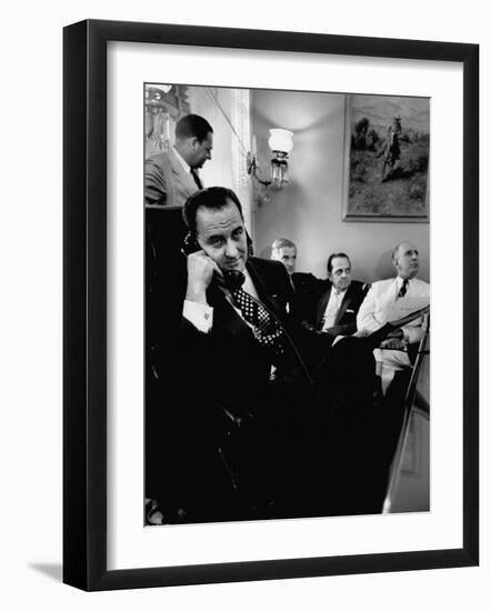 Minority Leader Lyndon B. Johnson on the Telephone-null-Framed Photographic Print