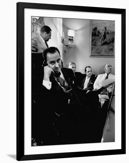 Minority Leader Lyndon B. Johnson on the Telephone-null-Framed Photographic Print