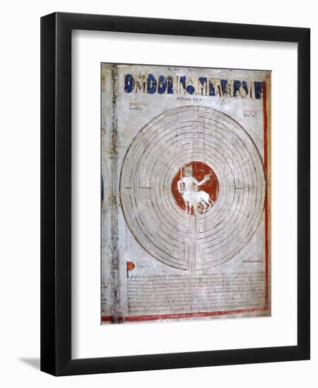 Minotaur in a labyrinth, a page from Liber Floridus, 12th century. Artist: Unknown-Unknown-Framed Giclee Print