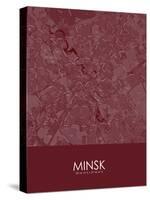 Minsk, Belarus Red Map-null-Stretched Canvas