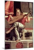 Minstrel Angel Playing a Lute, Detail from the Presentation of Jesus in the Temple, 1510 (Detail)-Vittore Carpaccio-Mounted Giclee Print