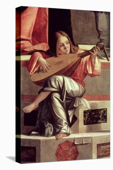 Minstrel Angel Playing a Lute, Detail from the Presentation of Jesus in the Temple, 1510 (Detail)-Vittore Carpaccio-Stretched Canvas