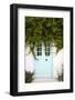 Mint coloured door surrounded by green vegetation on Milos island, Cyclades, Greek Islands, Greece-Rudi Sebastian-Framed Photographic Print