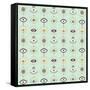Mint Evil Eyes Pattern-Cat Coquillette-Framed Stretched Canvas