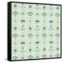 Mint Evil Eyes Pattern-Cat Coquillette-Framed Stretched Canvas