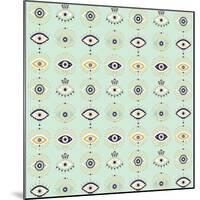 Mint Evil Eyes Pattern-Cat Coquillette-Mounted Giclee Print