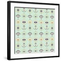 Mint Evil Eyes Pattern-Cat Coquillette-Framed Giclee Print