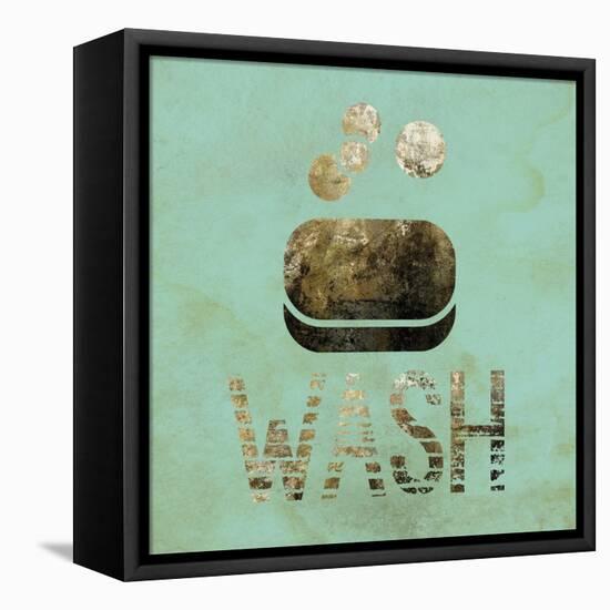 Mint Glitz Bath 1-Melody Hogan-Framed Stretched Canvas