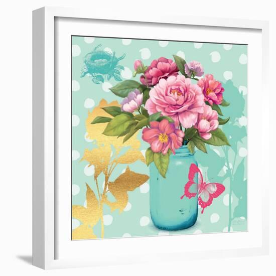 Mint Mason Jar Bouquet-null-Framed Art Print