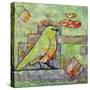 Minty Green Bird Print of a Painting-Blenda Tyvoll-Stretched Canvas