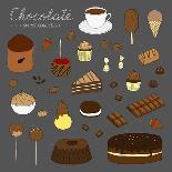 Hand Drawn Chocolate Products Isolated on Chalkboard. Cocoa, Chocolate Cake, Cupcake, Bundt, Ice Cr-Minur-Art Print