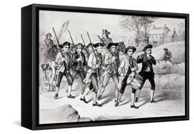 Minute Men on the March Print-null-Framed Stretched Canvas