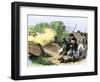 Minuteman Isaac Davis Killed Holding British Redcoats at North Bridge, Battle of Concord, c.1775-null-Framed Premium Giclee Print