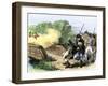 Minuteman Isaac Davis Killed Holding British Redcoats at North Bridge, Battle of Concord, c.1775-null-Framed Giclee Print