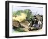 Minuteman Isaac Davis Killed Holding British Redcoats at North Bridge, Battle of Concord, c.1775-null-Framed Giclee Print