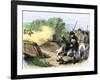 Minuteman Isaac Davis Killed Holding British Redcoats at North Bridge, Battle of Concord, c.1775-null-Framed Giclee Print